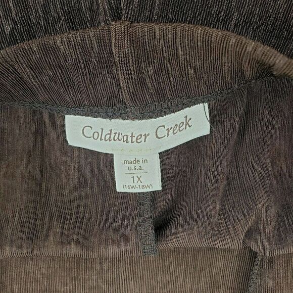 Coldwater Creek Crop Pants Slinky Crinkle Texture Travallure Brown 1X New - Picture 10 of 12